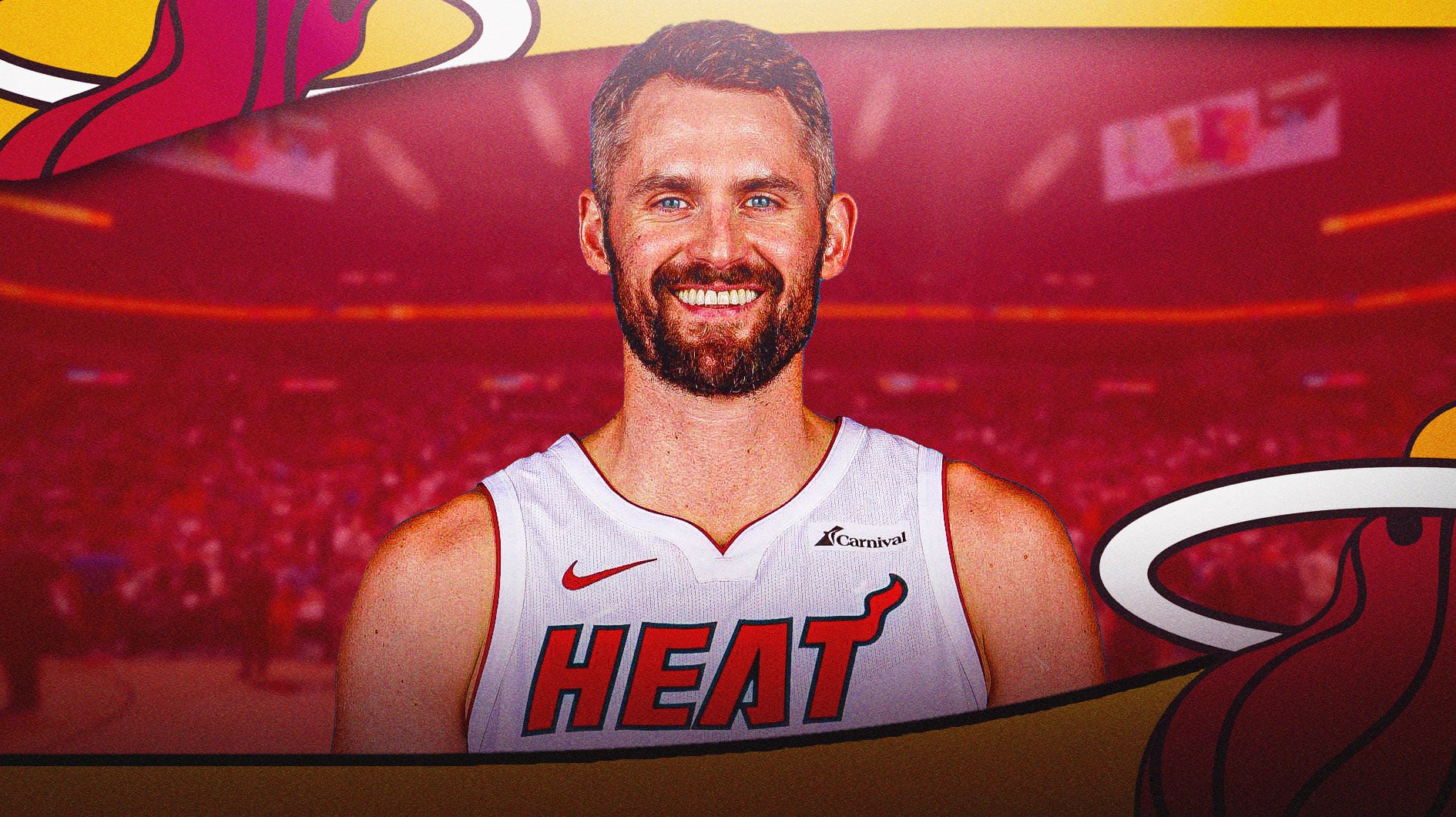 Kevin Love with the Heat arena in the background injury