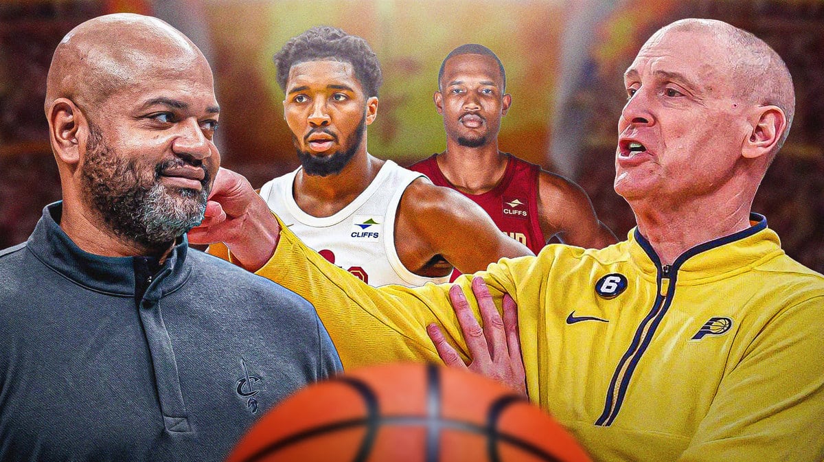 Cavs head coach JB Bickerstaf looking at Pacers HC Rick Carlisle ahead of preseason finale.