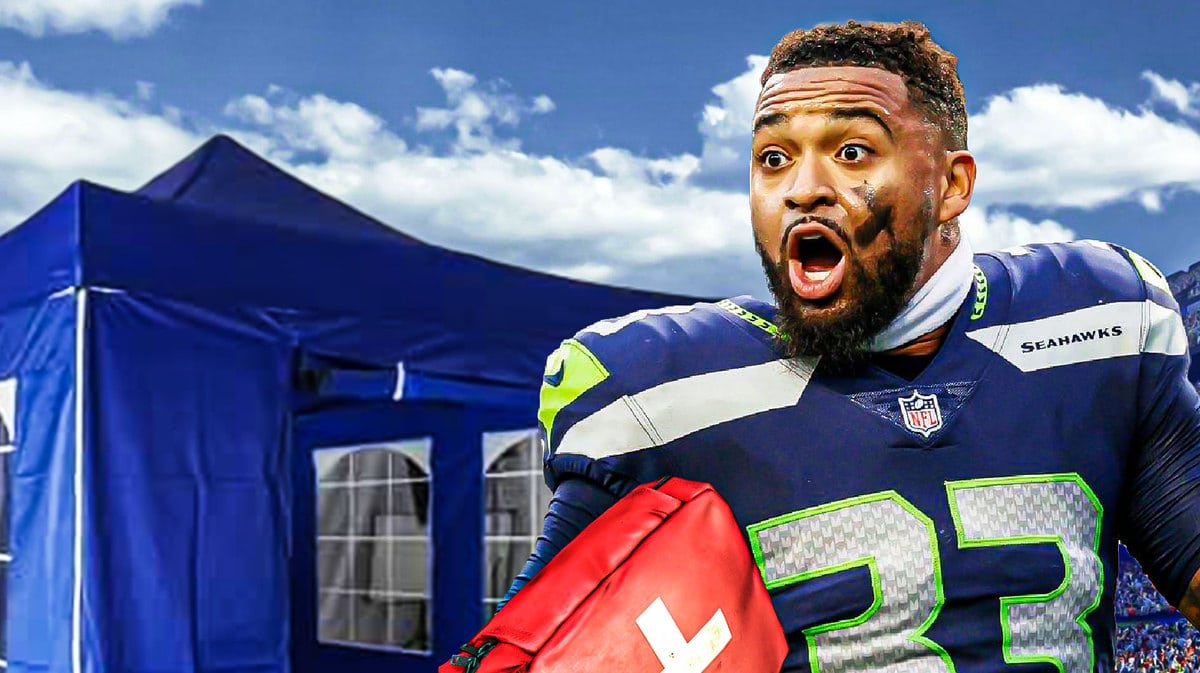An angry Jamal Adams outside of the blue medical tent