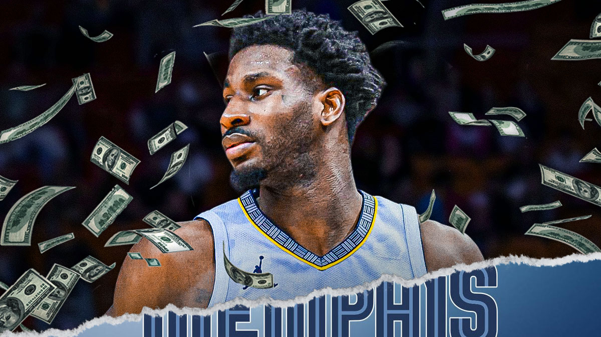 Jaren Jackson Jr. surrounded by falling cash.