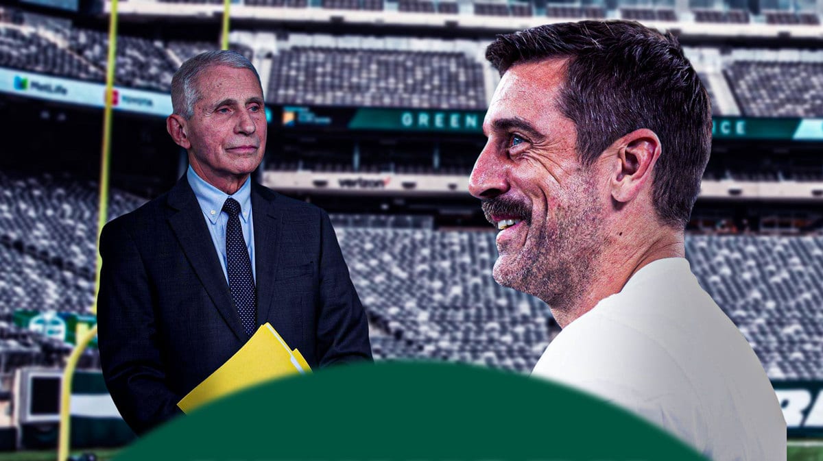 Aaron Rodgers laughing at Dr. Fauci