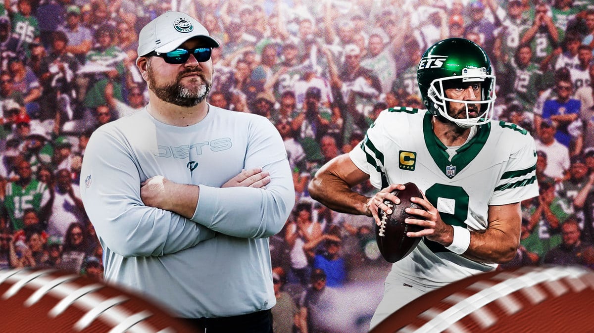 New York Jets GM Joe Douglas and quarterback Aaron Rodgers