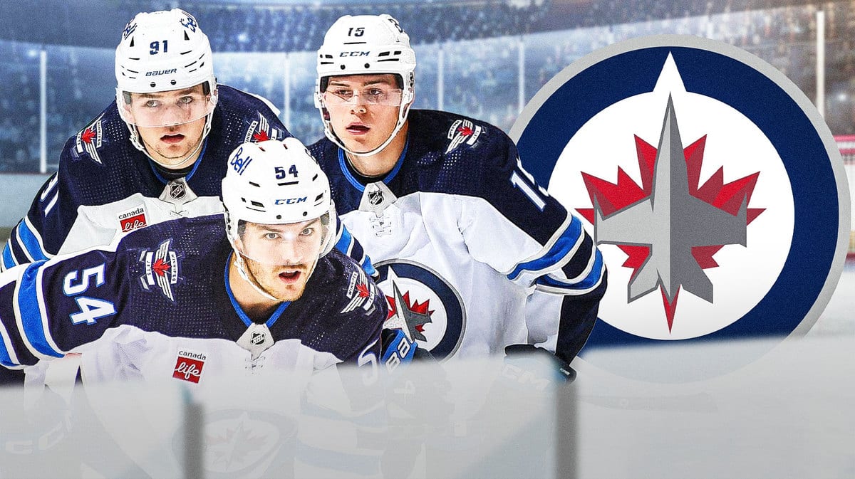 Winnipeg Jets breakout candidates Cole Perfetti, Dylan Samberg, and Rasmus Kupari at a hockey rink