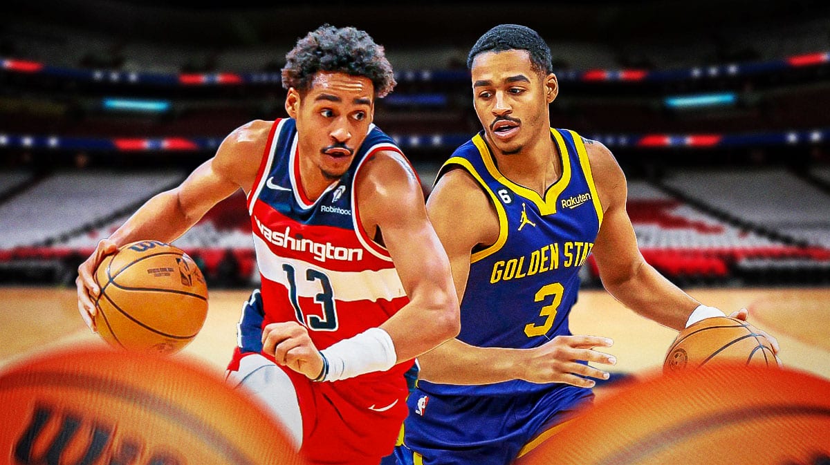 Jordan Poole playing for the Wizards and the Warriors.