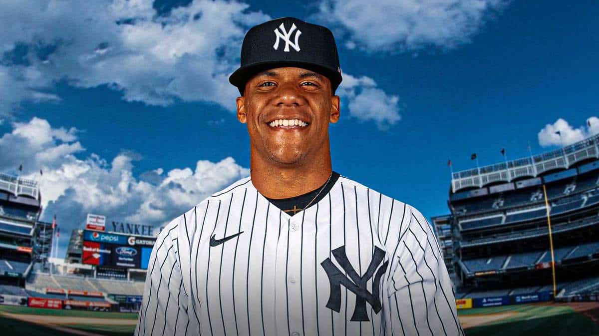 Juan Soto in a Yankees uniform