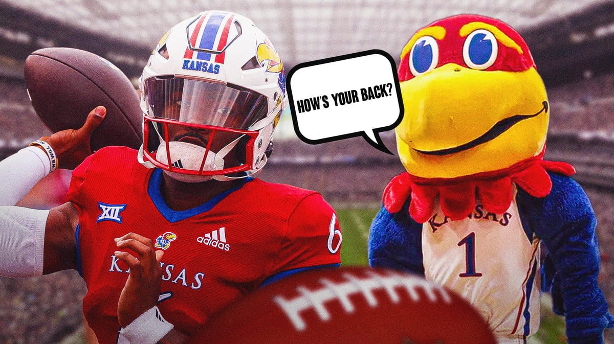 Kansas Jayhawk asks Jalon Daniels "How's your back?"