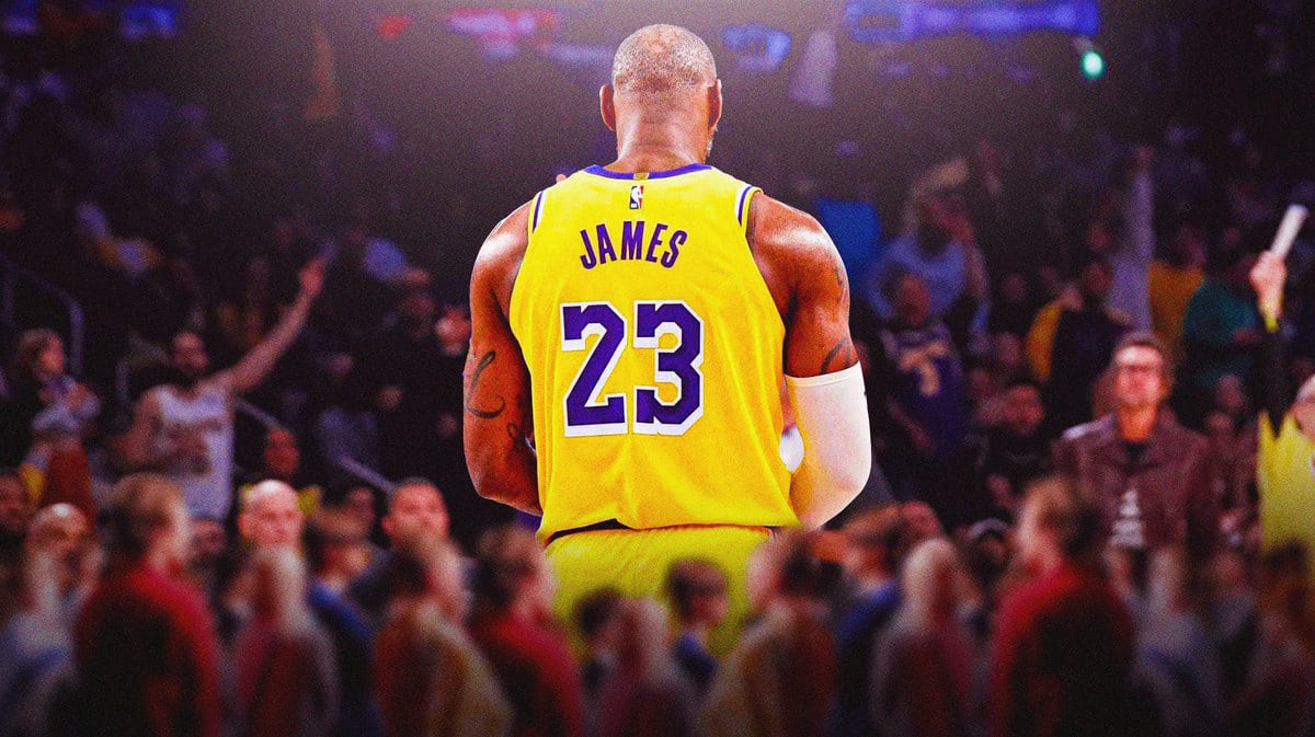 Lakers' LeBron James standing in the Crypto.com Arena