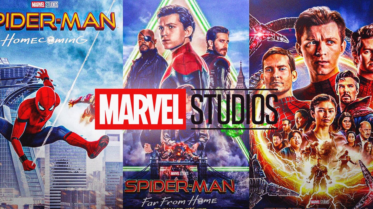 MCU Spider-Man trilogy posters and timeline. 