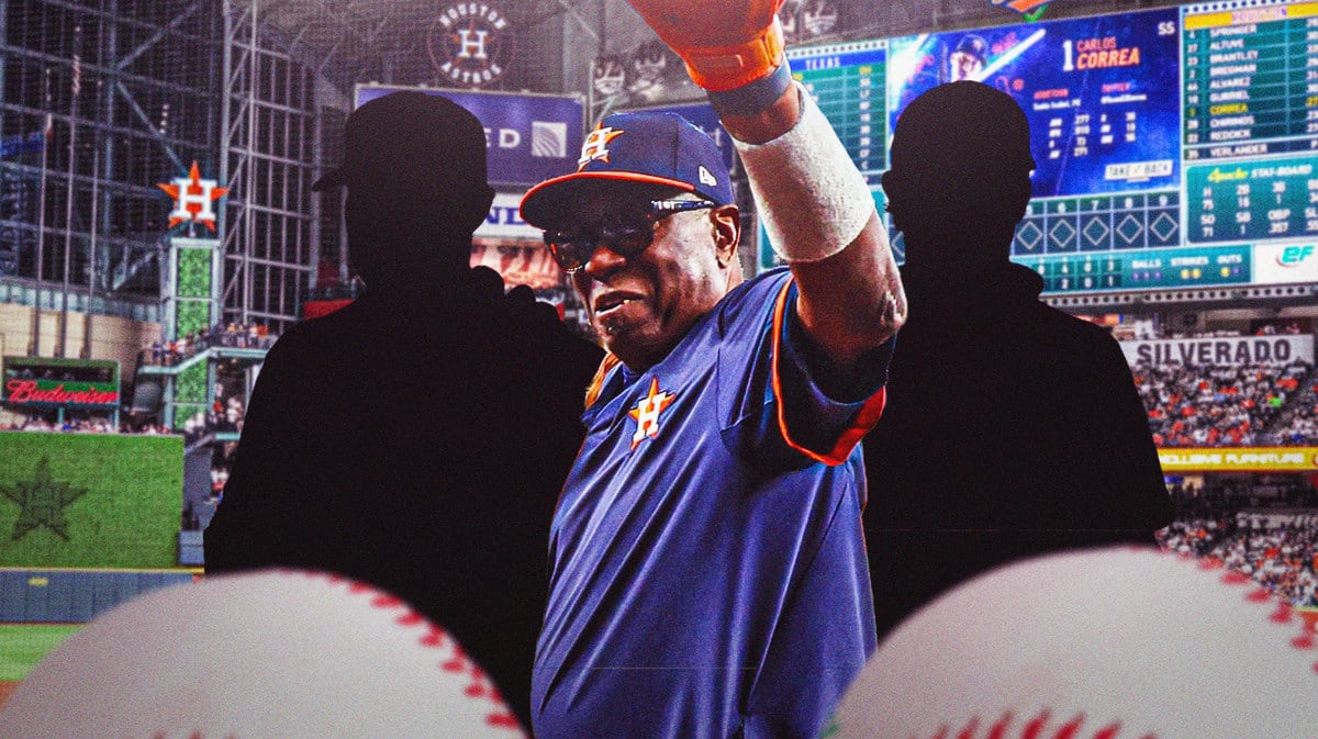 Dusty Baker waving goodbye, Astros stadium in background