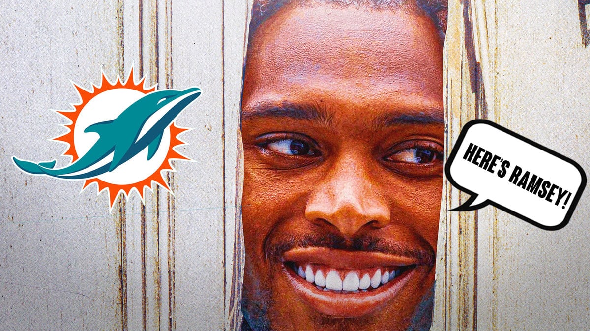 Dolphins CB Jalen Ramsey peaking his head through a door