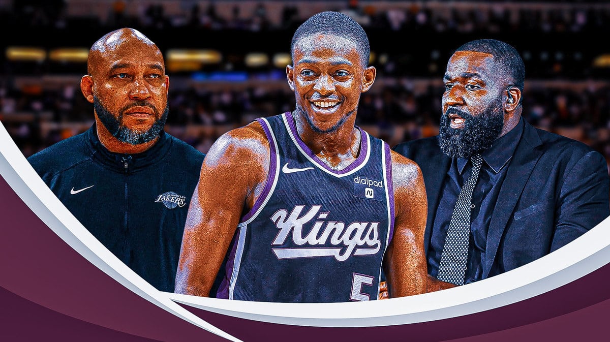Darvin Ham, De'Aaron Fox and Kendrick Perkins