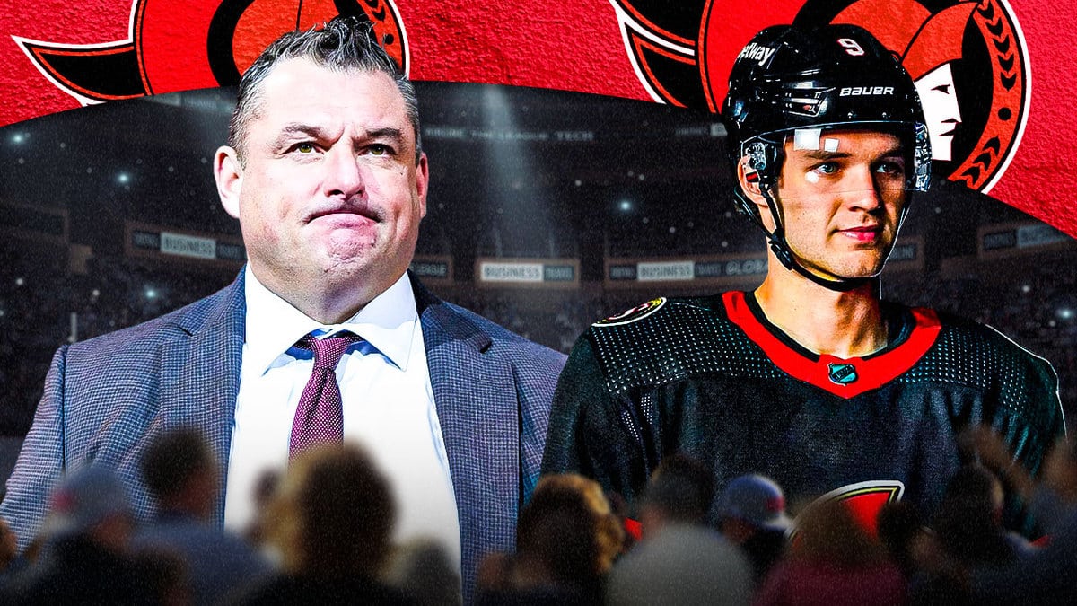 Josh Norris and Senators head coach DJ Smith.