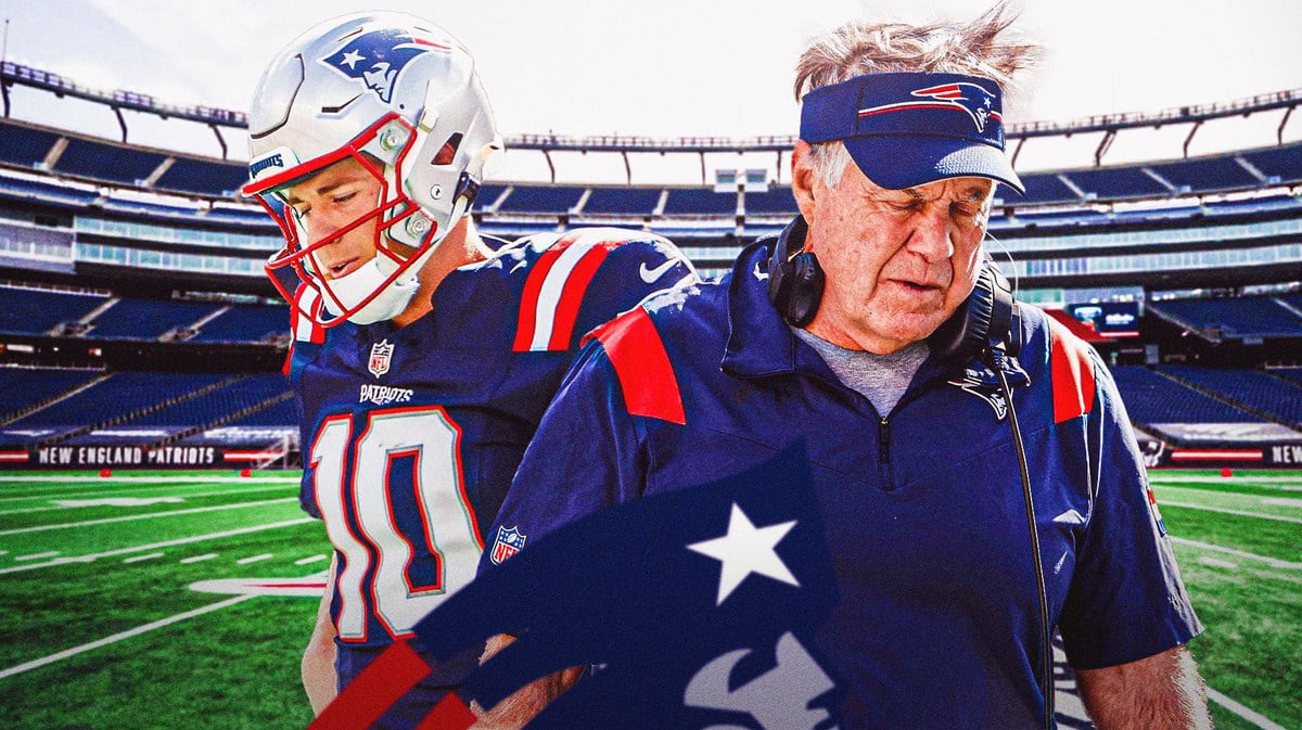 Patriots quarterback Mac Jones and head coach Bill Belichick.