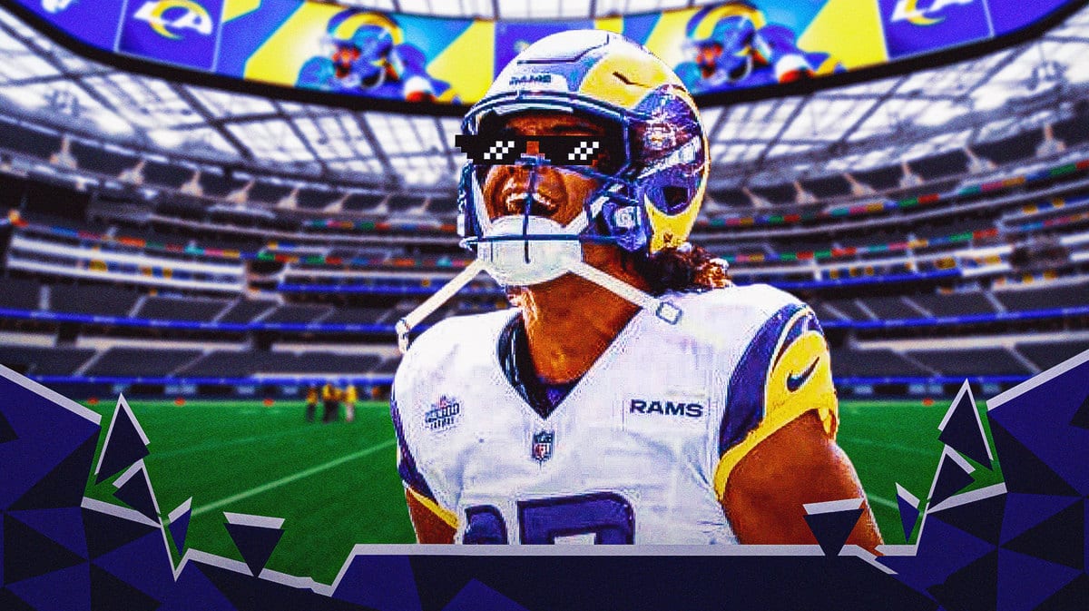 Puka Nacua of the Rams with deal with it shades