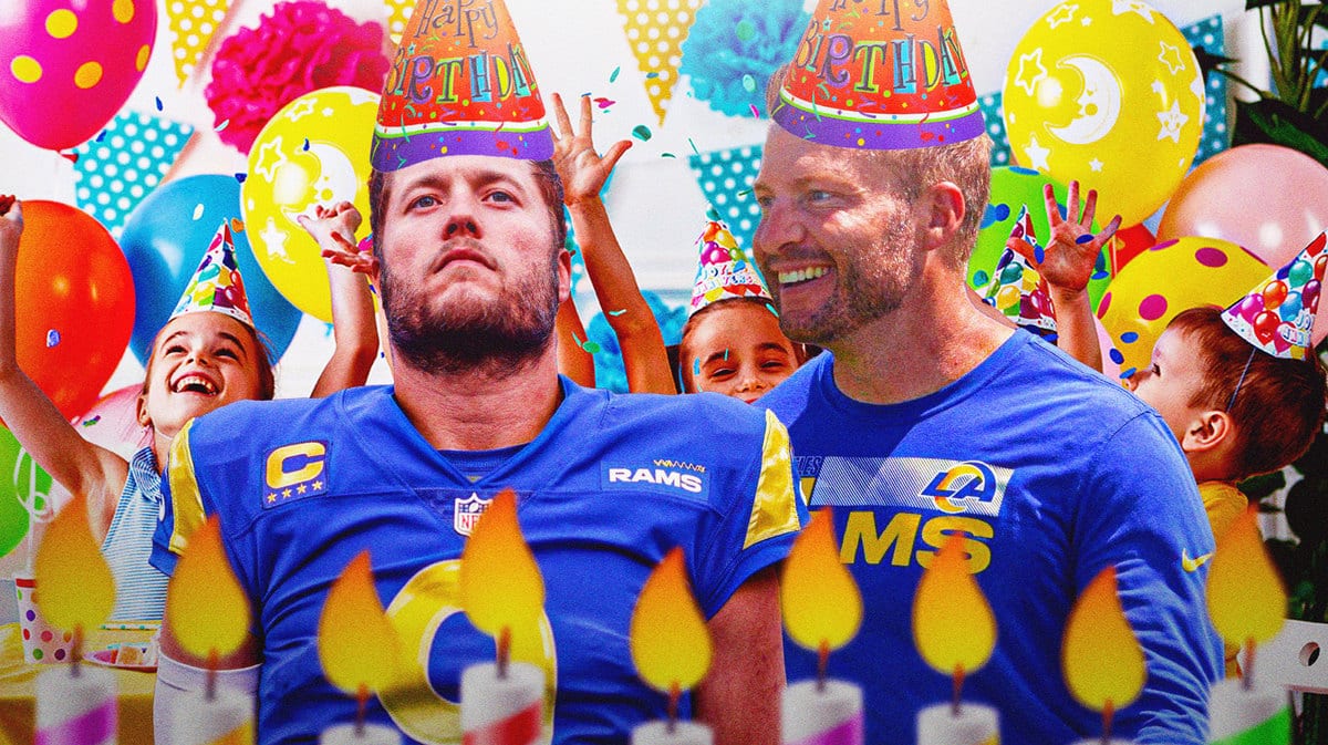 Rams HC Sean McVay, Matthew Stafford, & Aaron Donald at a birthday after Cardinals win