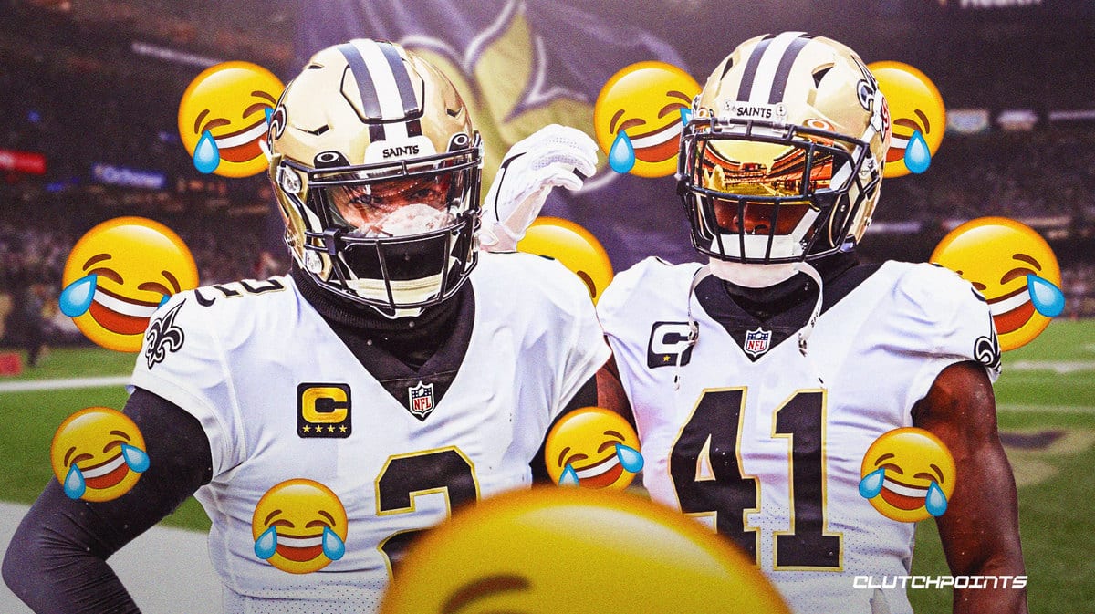 Jameis Winston and Alvin Kamara reacting to the hilarious parody video of their animated sideline conversation