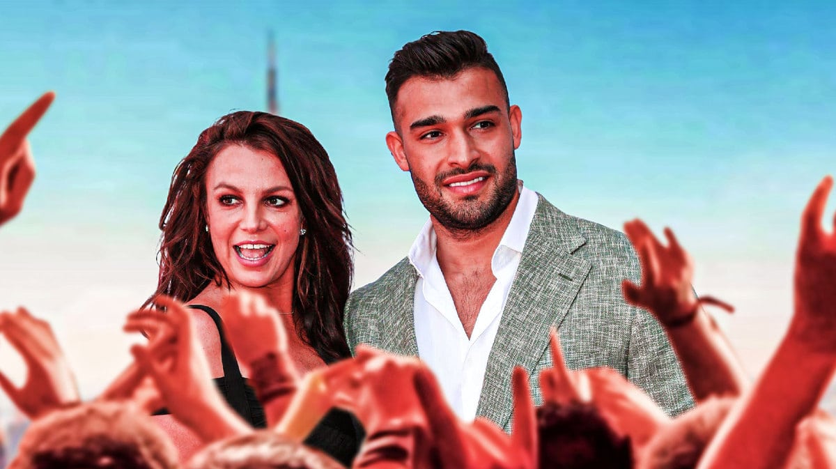 Sam Asghari and Britney Spears smiling