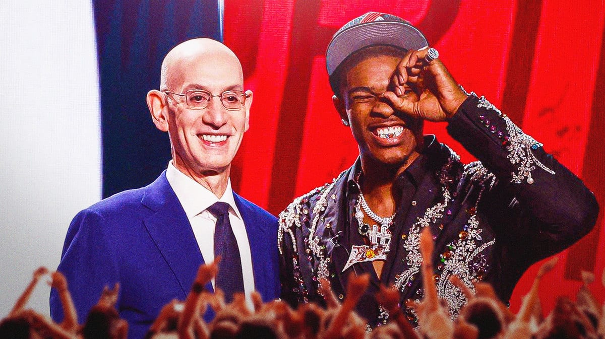 Scoot Henderson with NBA Commissioner Adam Silver at the NBA Draft.