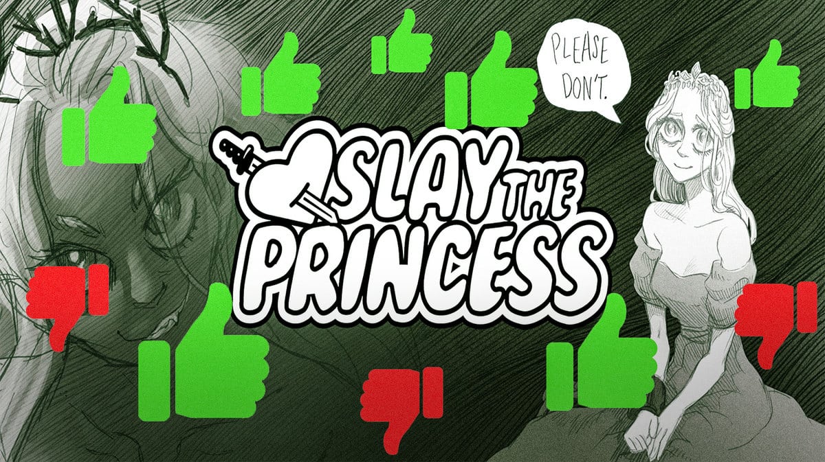 A kneeling princess in an image for a Slay the Princess Review article