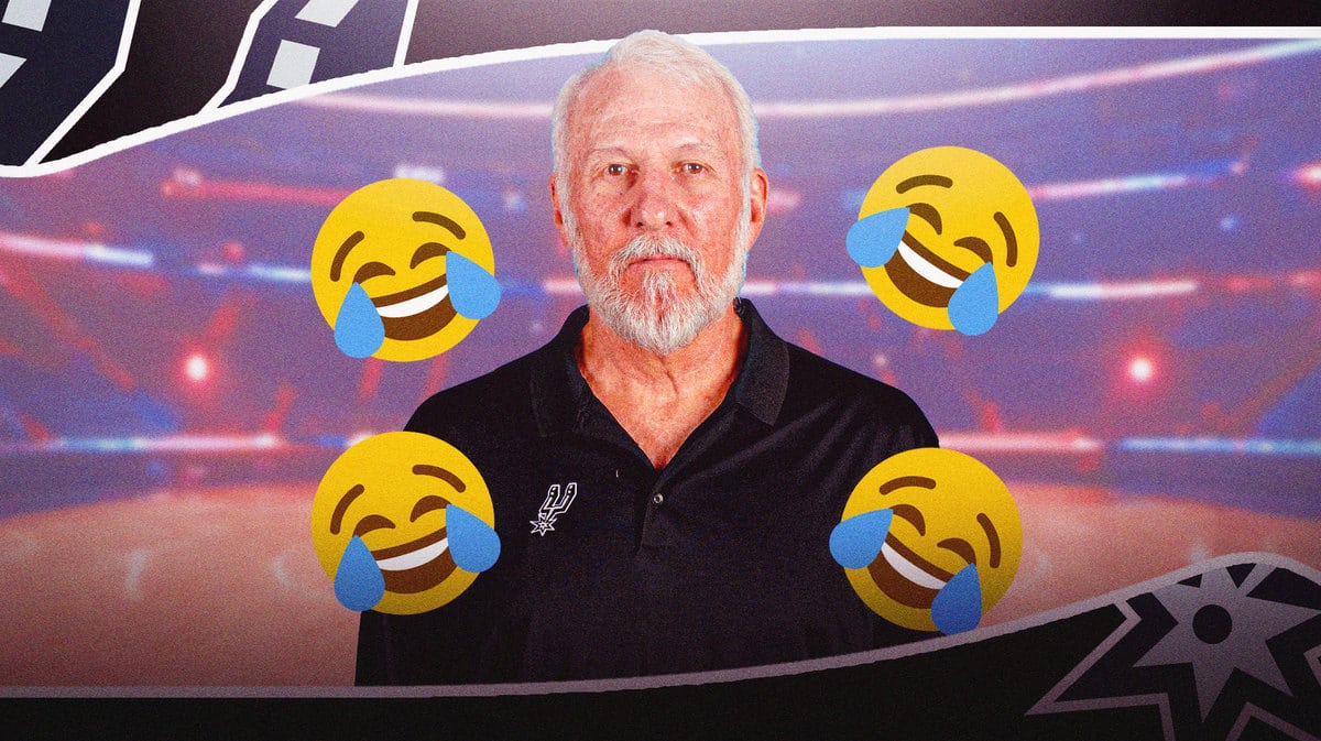 Spurs coach Gregg Popovich surrounded by laughing emojis.