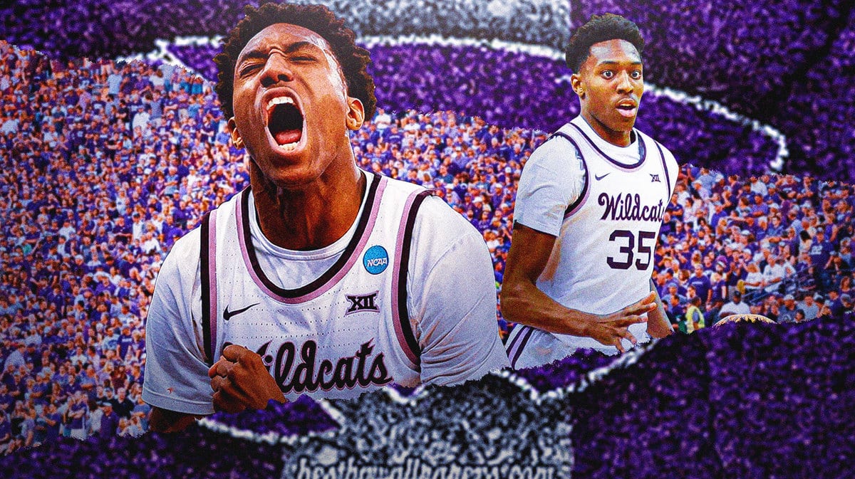 Kansas State basketball star Nae'Qwan Tomlin in front of Wildcats fans
