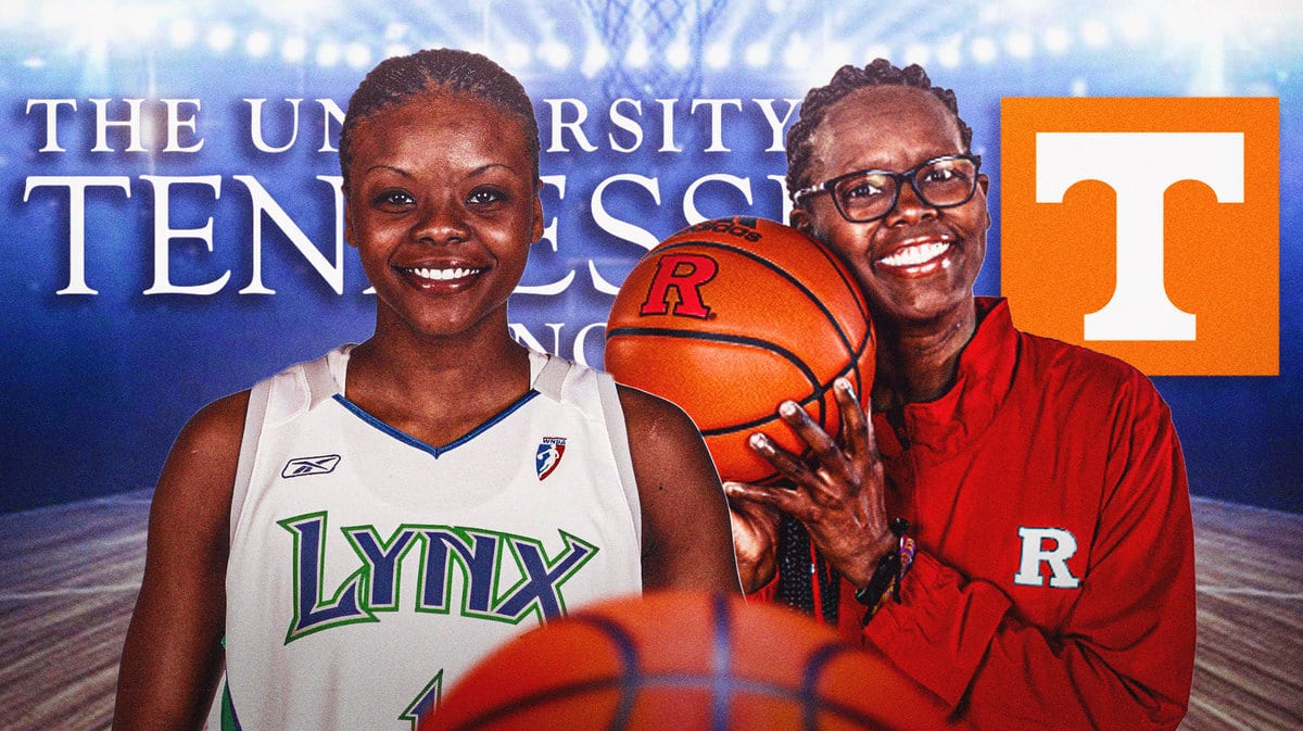 an “in memorium” style of image of Tasha Butts and Nikki McCray-Penson in the foreground of the image/main focus. Behind their heads is the University of Tennessee logo