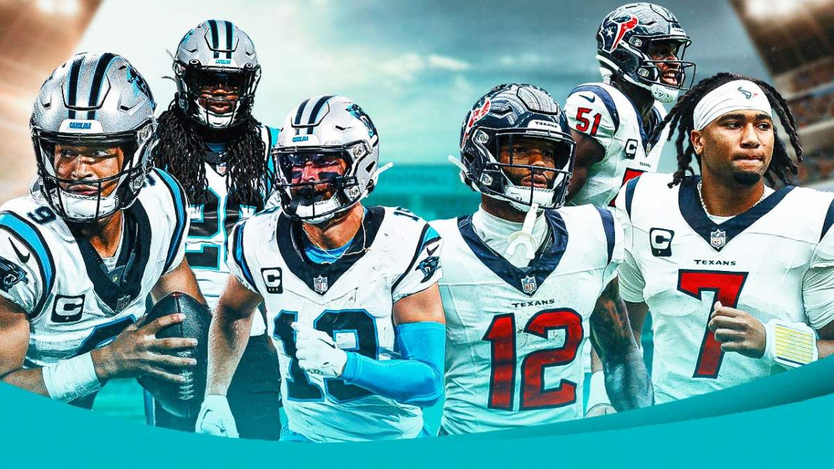 Carolina Panthers Adam Thielen, Bryce Young, and Donte Jackson VS. Houston Texans Nico Collins, C.J. Stroud, and Will Anderson Jr.