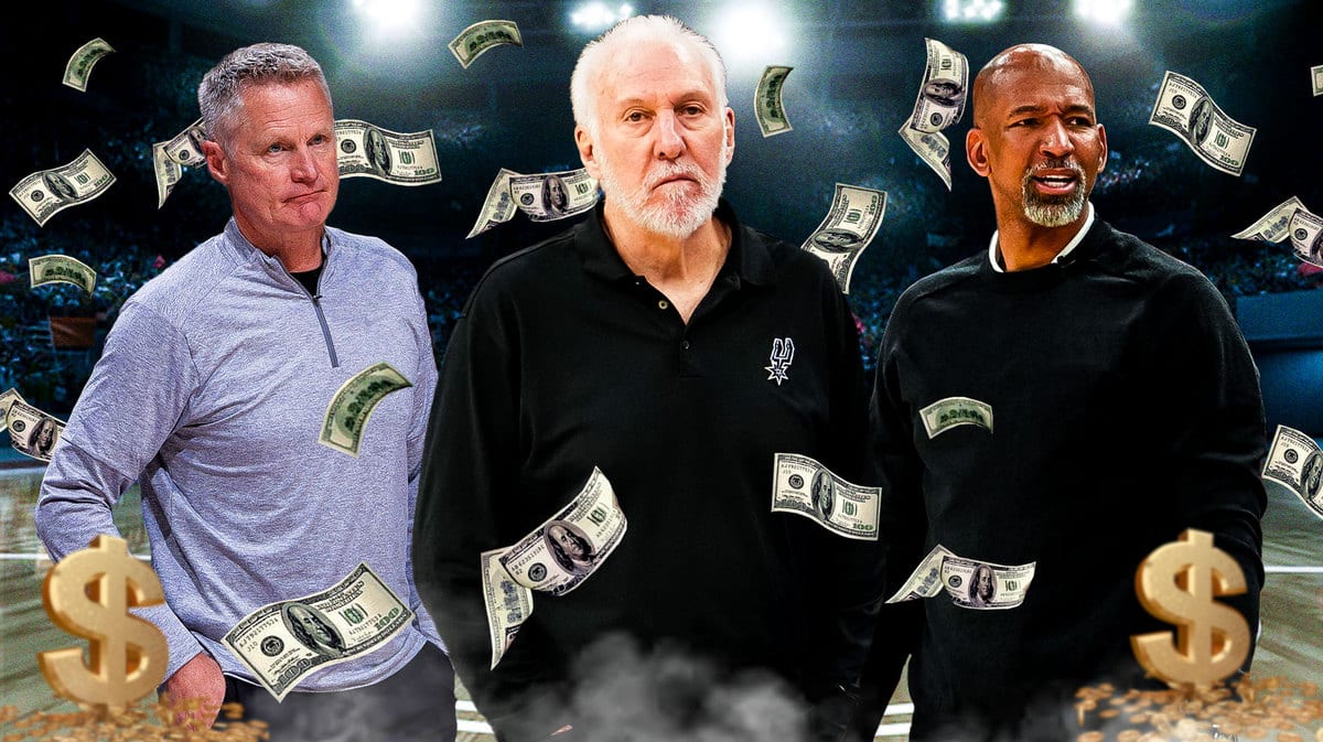 Steve Kerr, Monty Williams, Gregg Popovich all with money flying around them