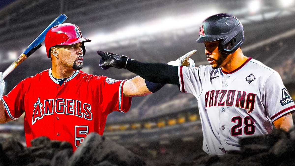 Tommy Pham and Albert Pujols pointing at each other after another Pham 4-hit game