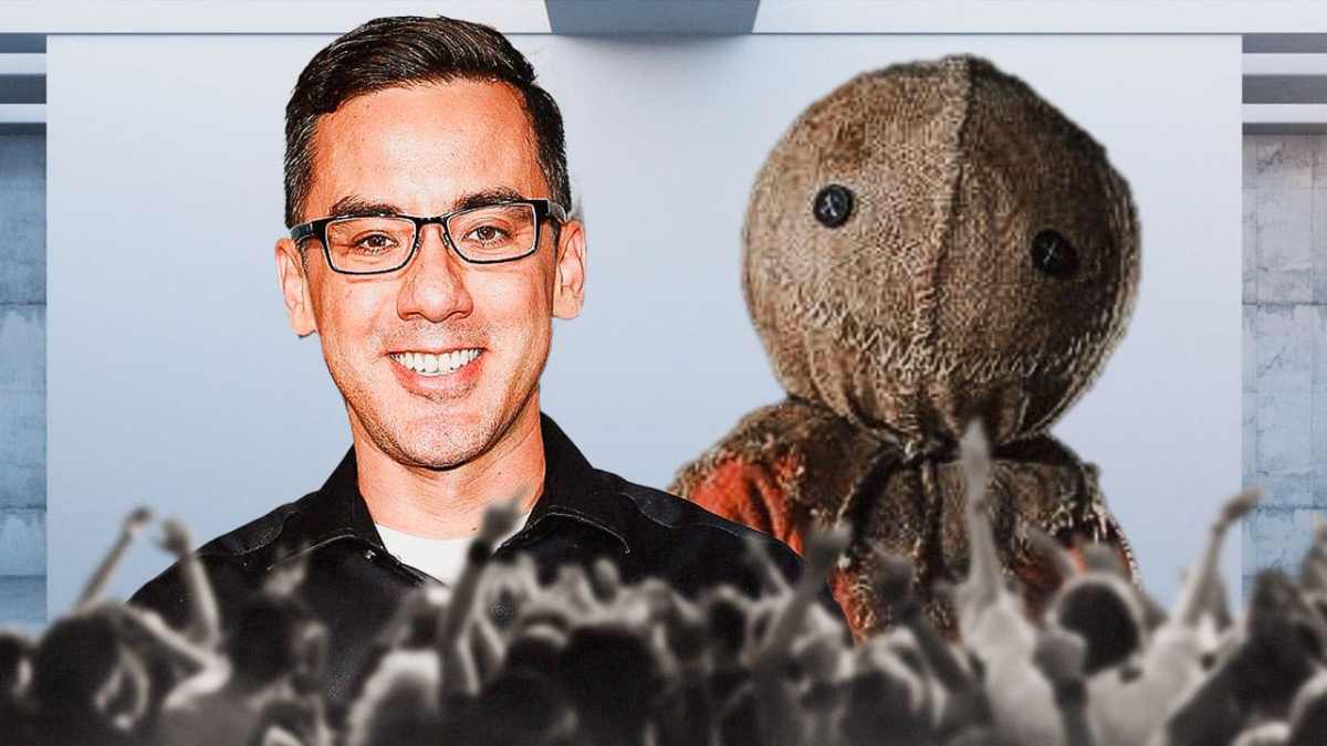 Michael Dougherty with Sam from Trick 'r Treat.
