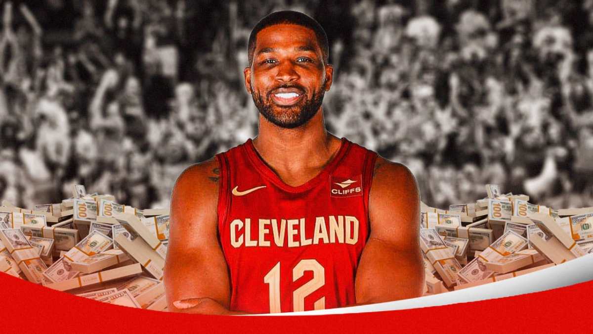 Tristan Thompson with money in the background.
