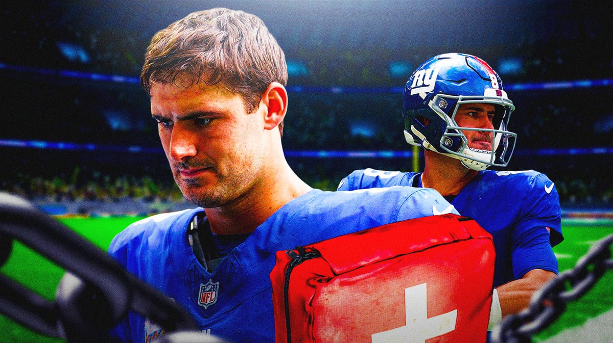 New York Giants QB Daniel Jones and a first aid kit