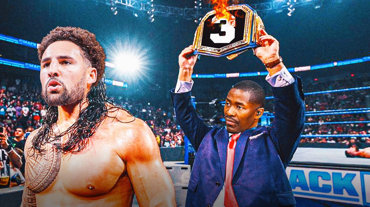 Klay Thompson of the Warriors as Roman Reigns and Jamal Crawford as Paul Heyman (