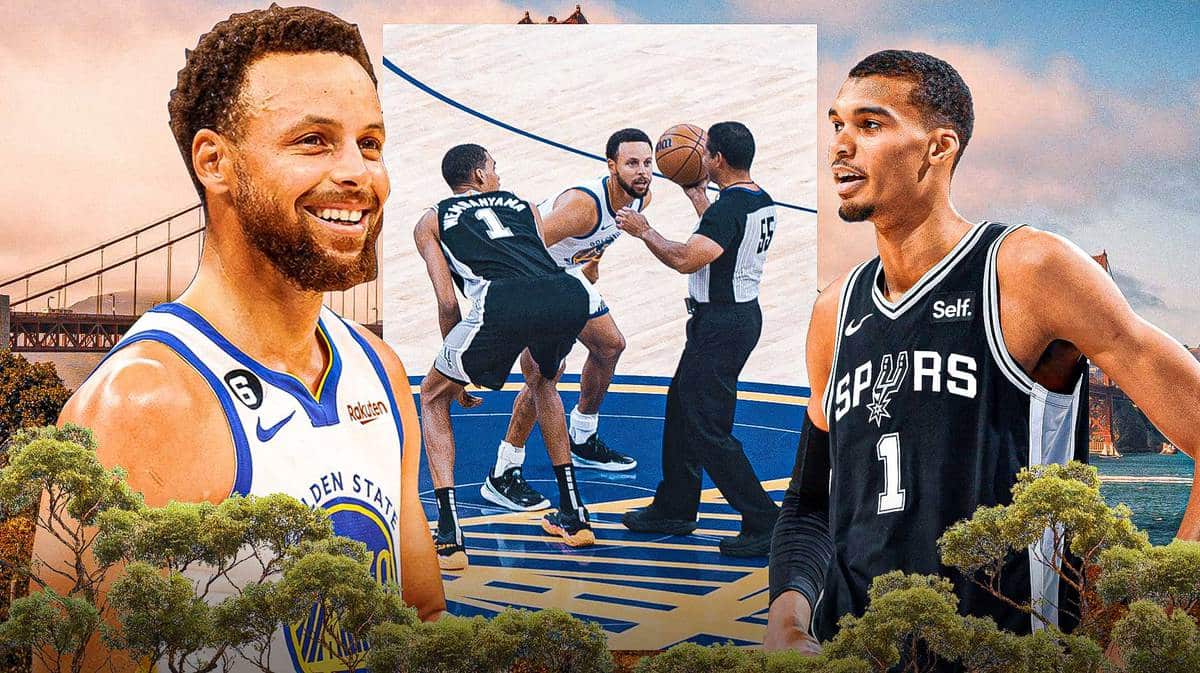 Steph Curry jumps tip against Victor Wembanyama in Warriors' preseason finale vs Spurs