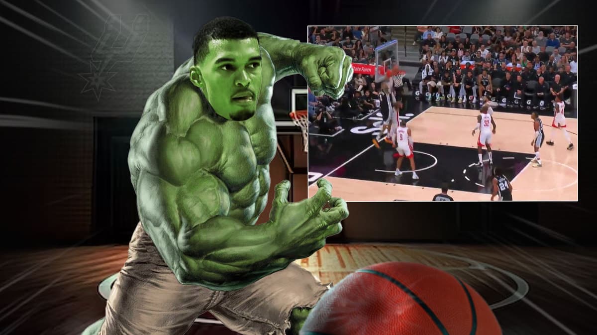 : Wembanyama as the Hulk, screenshot of tweet video below at 5-second mark