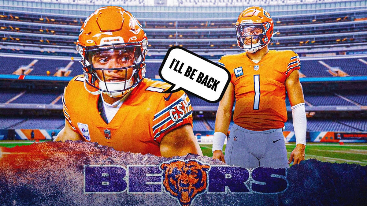 Chicago Bears QB Justin Fields saying I'll be back