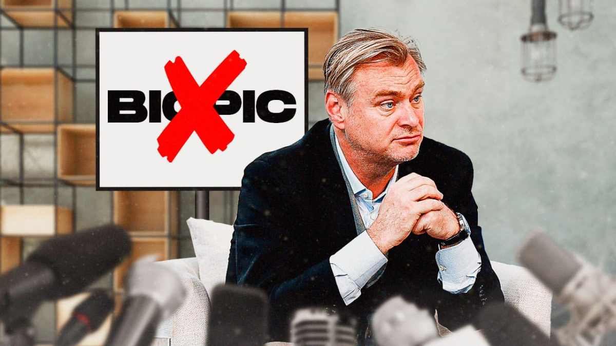 Christopher Nolan with a biopic sign crossed off.