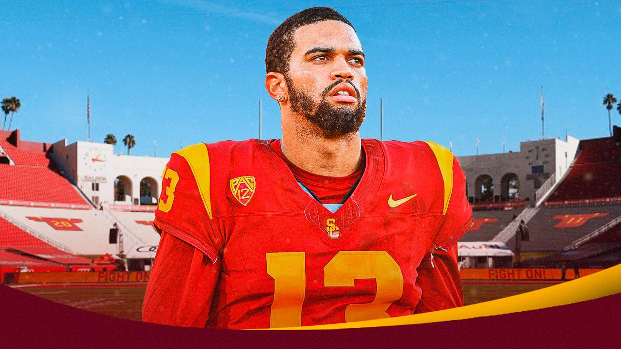 Caleb Williams for USC football looking disappointed