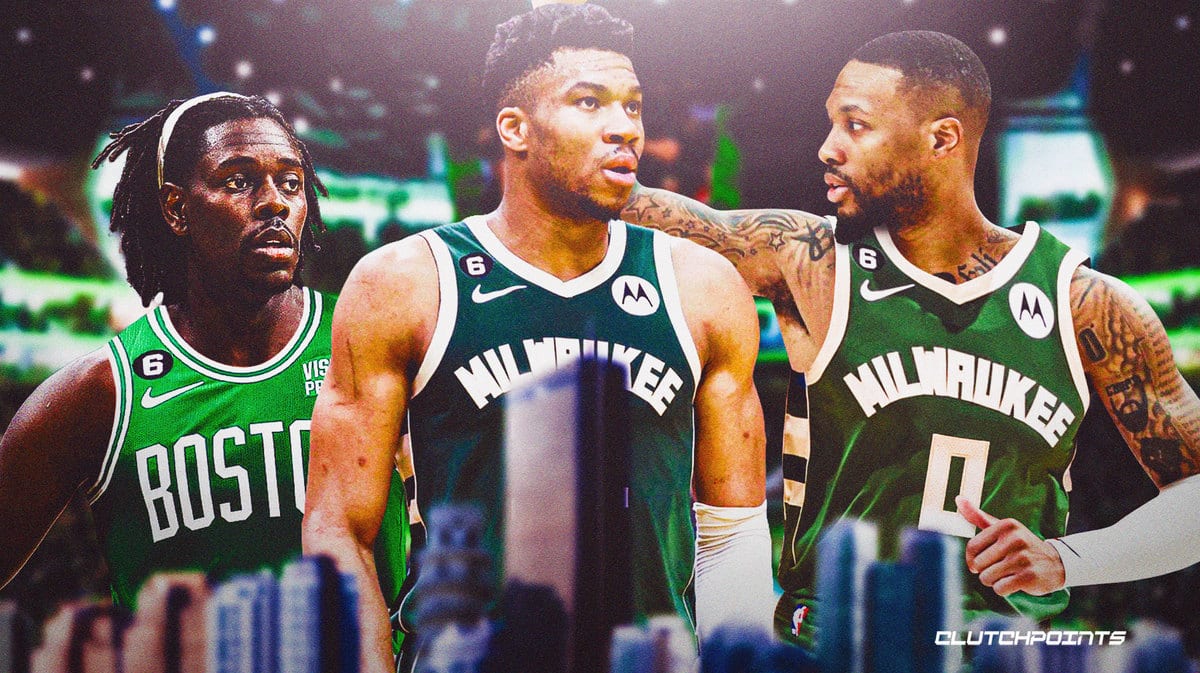 Giannis Antetokounmpo, Damian Lillard, Jrue Holiday, Milwaukee Bucks, Boston Celtics