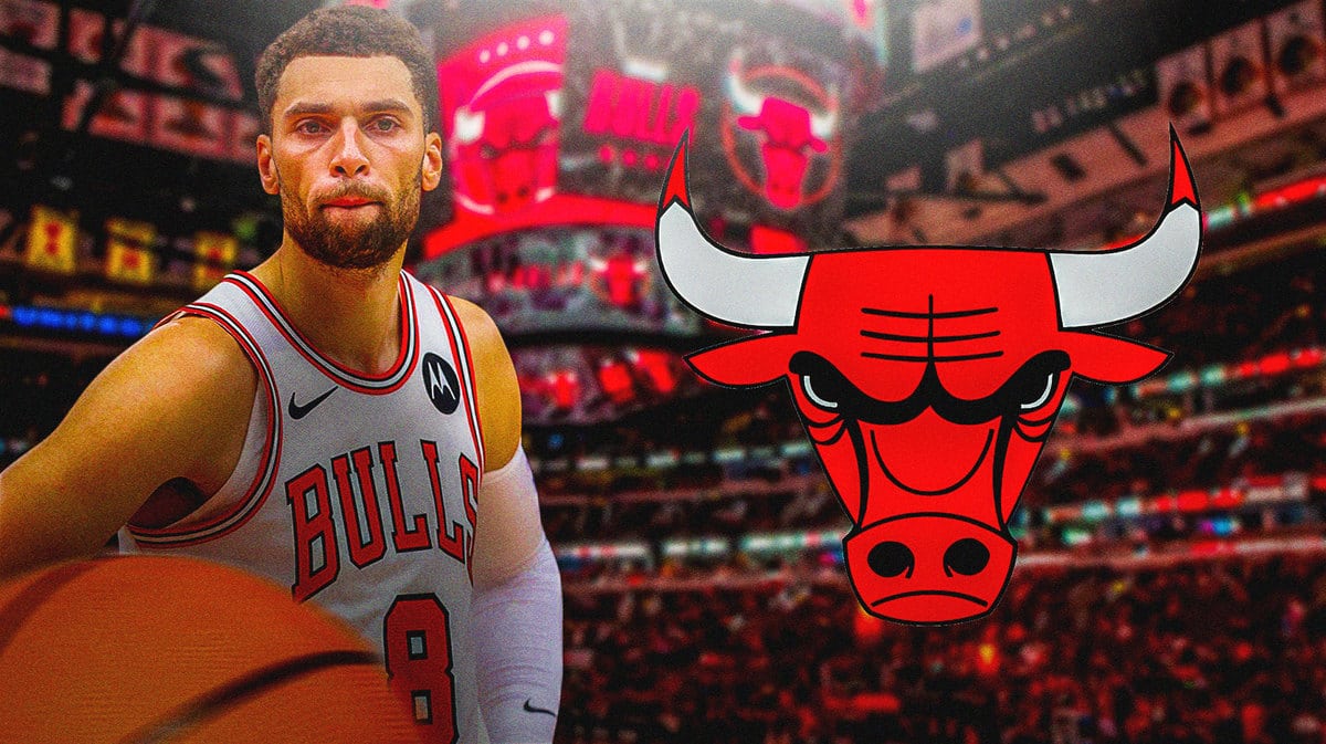 Zach LaVine with the Bulls logo