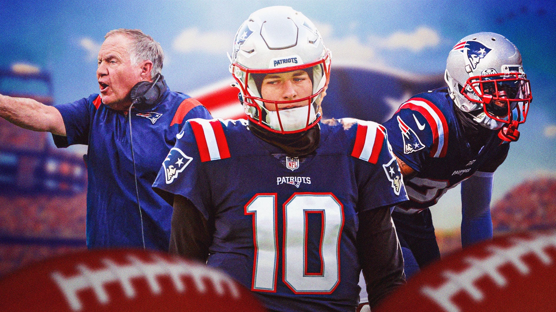 Patriots' Bill Belichick, Mac Jones, J.C. Jackson appearing upset and distraught.