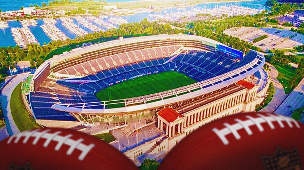 An exterior shot of Soldier Field, home of the Chicago Bears
