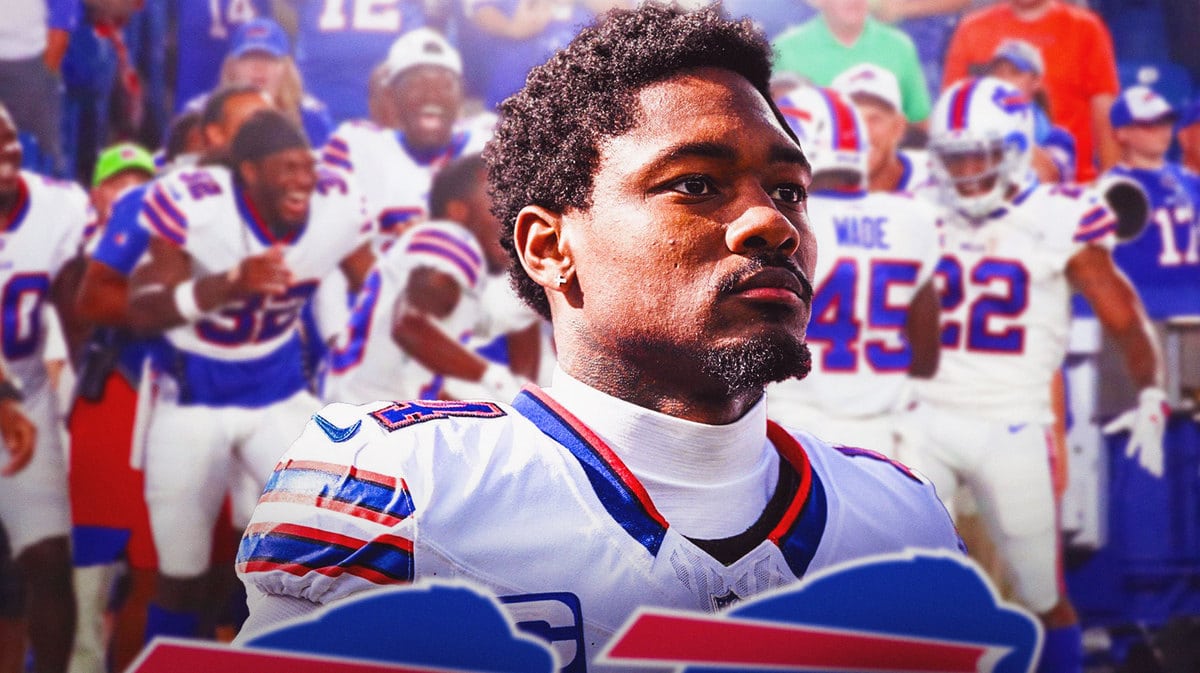 Stefon Diggs surrounded by Bills teammates