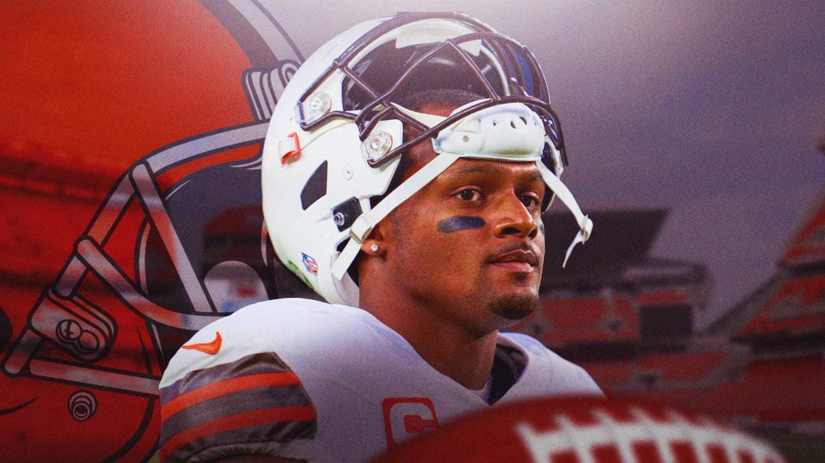Deshaun Watson with Browns logo