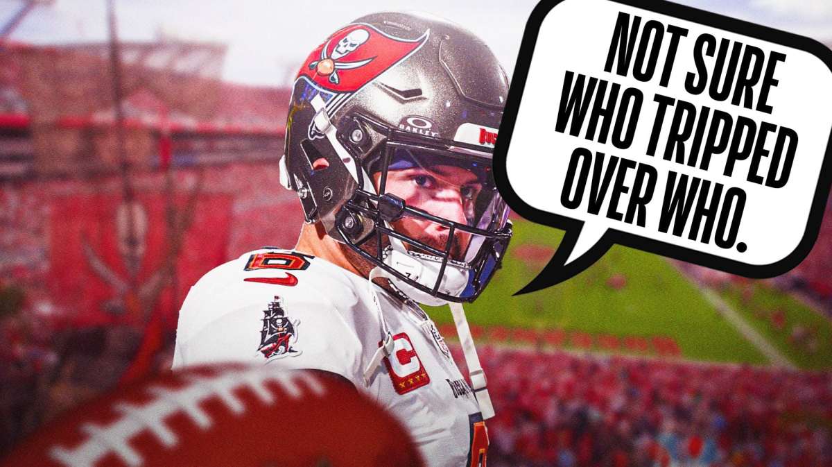 Buccaneers QB Baker Mayfield tells reporters "Not sure who tripped over who"