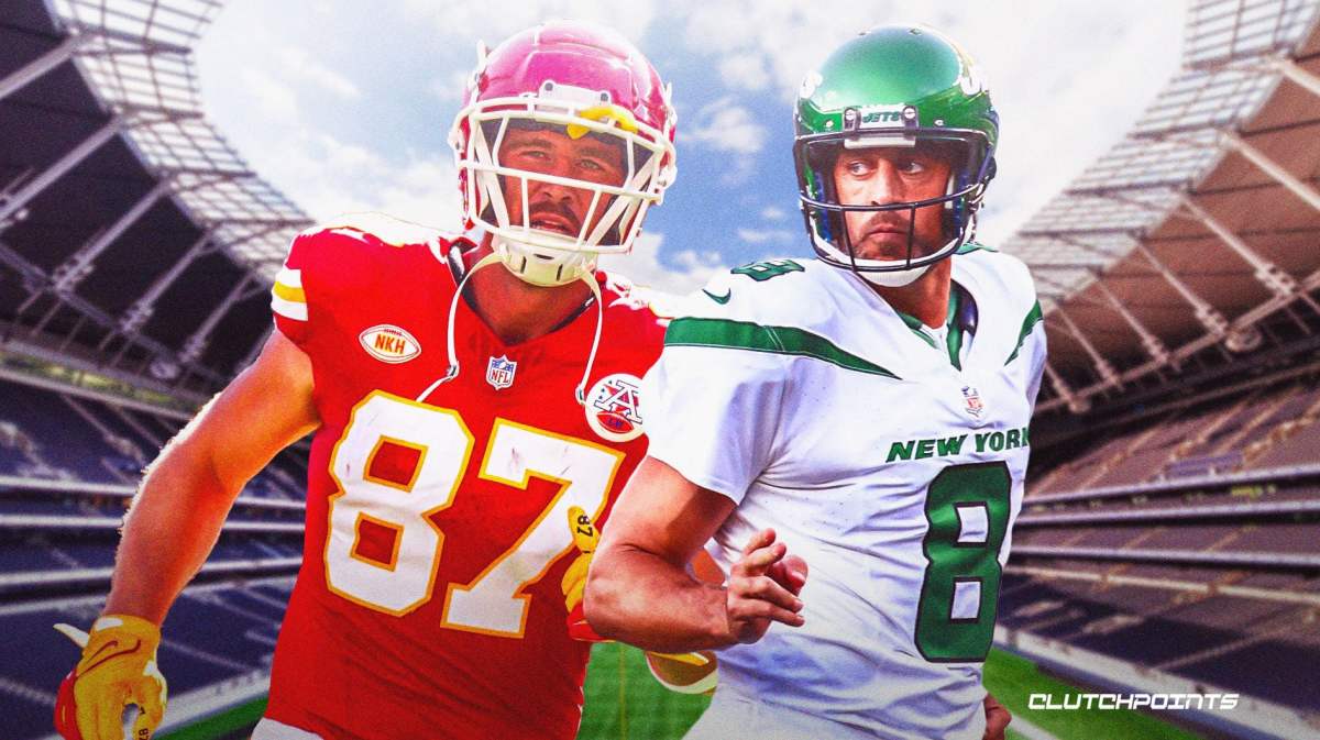 Chiefs Jets, Travis Kelce, Aaron Rodgers