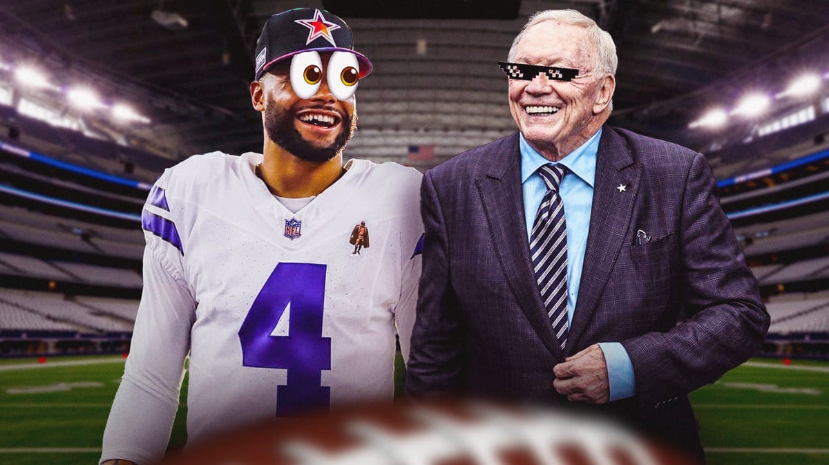 Cowboys owner Jerry Jones with deal with it shades, Dak Prescott with eyes emoji