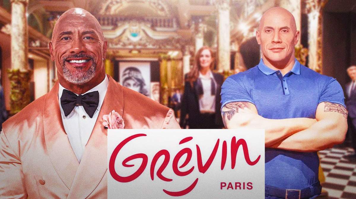 Dwayne Johnson and his Musée Grévin wax figure.