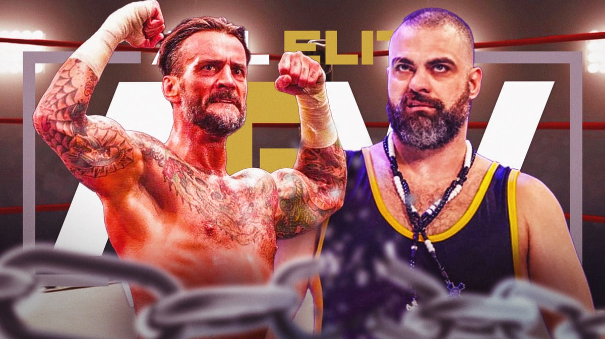Eddie Kingston next to CM Punk with the AEW logo as the background.