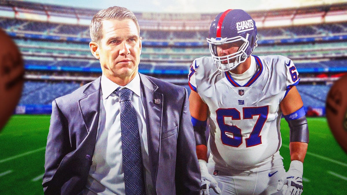 Justin Pugh and Giants GM Joe Schoen